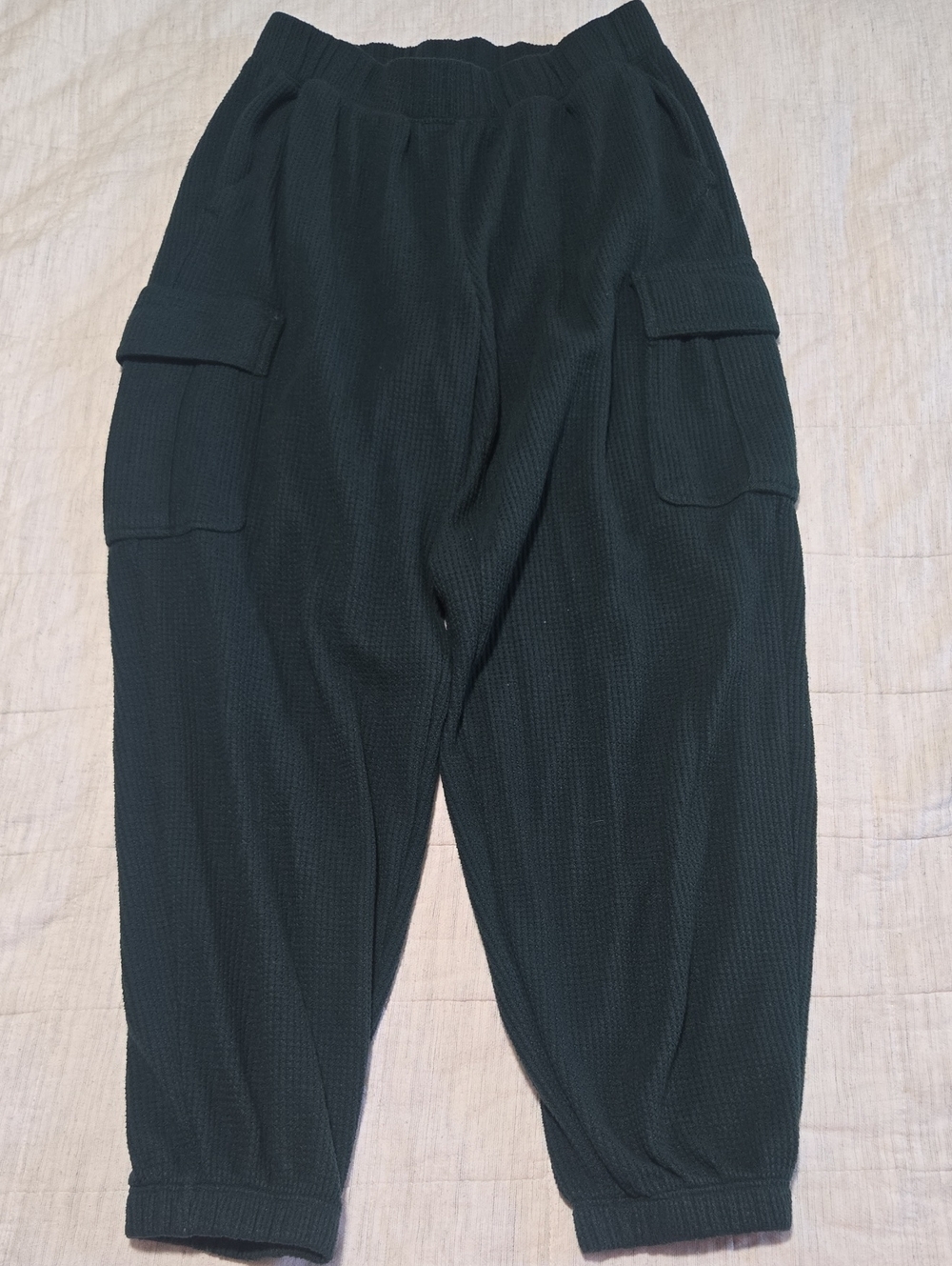 aerie Waffle Knit Dark Green Joggers